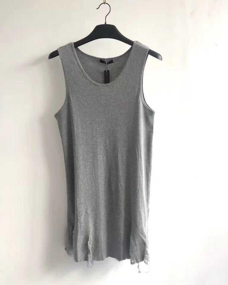 Darkwear Distressed Frayed Hem Base Layer Sleeveless T-Shirt