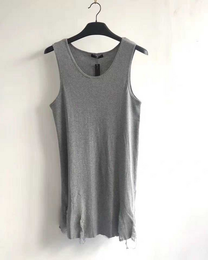 Darkwear Distressed Frayed Hem Base Layer Sleeveless T-Shirt
