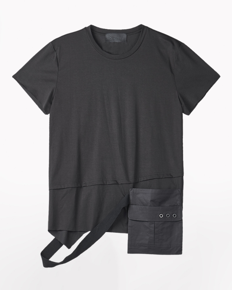 Darkwear Large Pocket Irregular Cotton Ninja T-Shirt