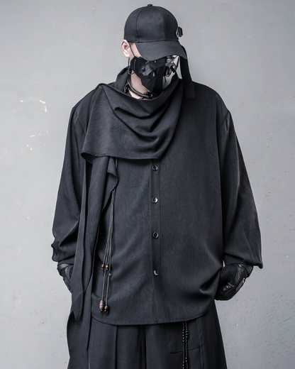 Darkwear Style Japanese Urban Scarf Collar Shirt