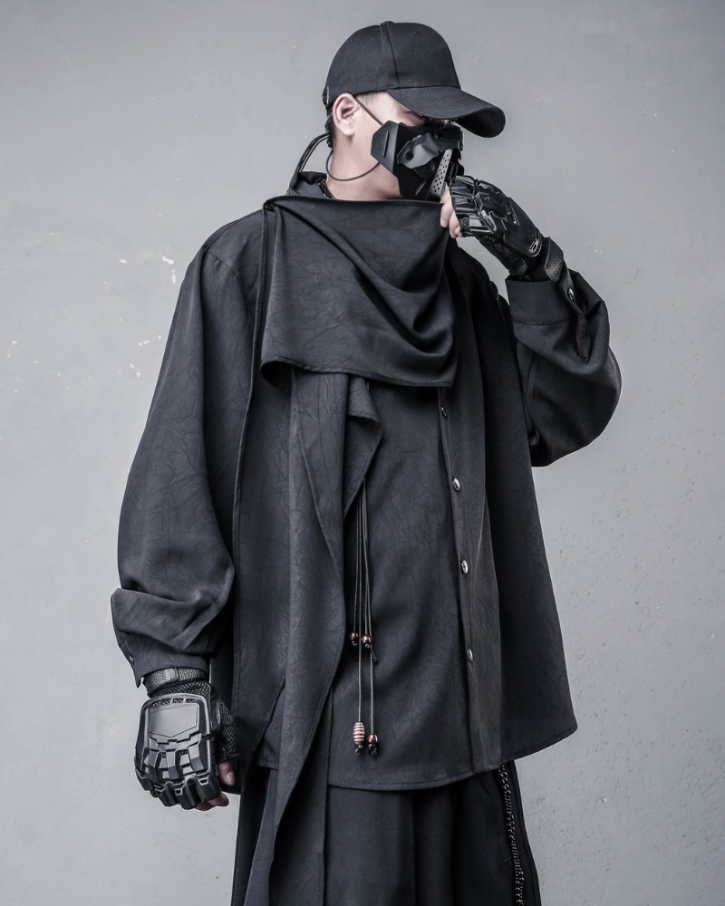 Darkwear Style Japanese Urban Scarf Collar Shirt