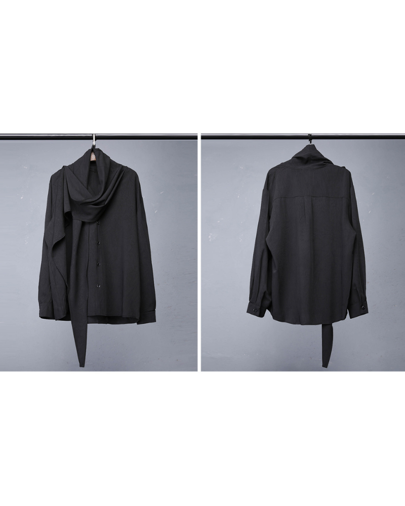 Darkwear Style Japanese Urban Scarf Collar Shirt