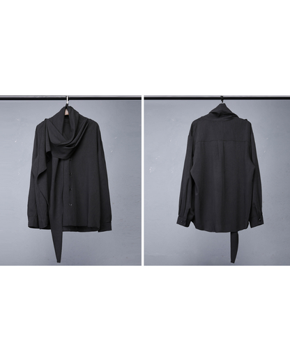 Darkwear Style Japanese Urban Scarf Collar Shirt