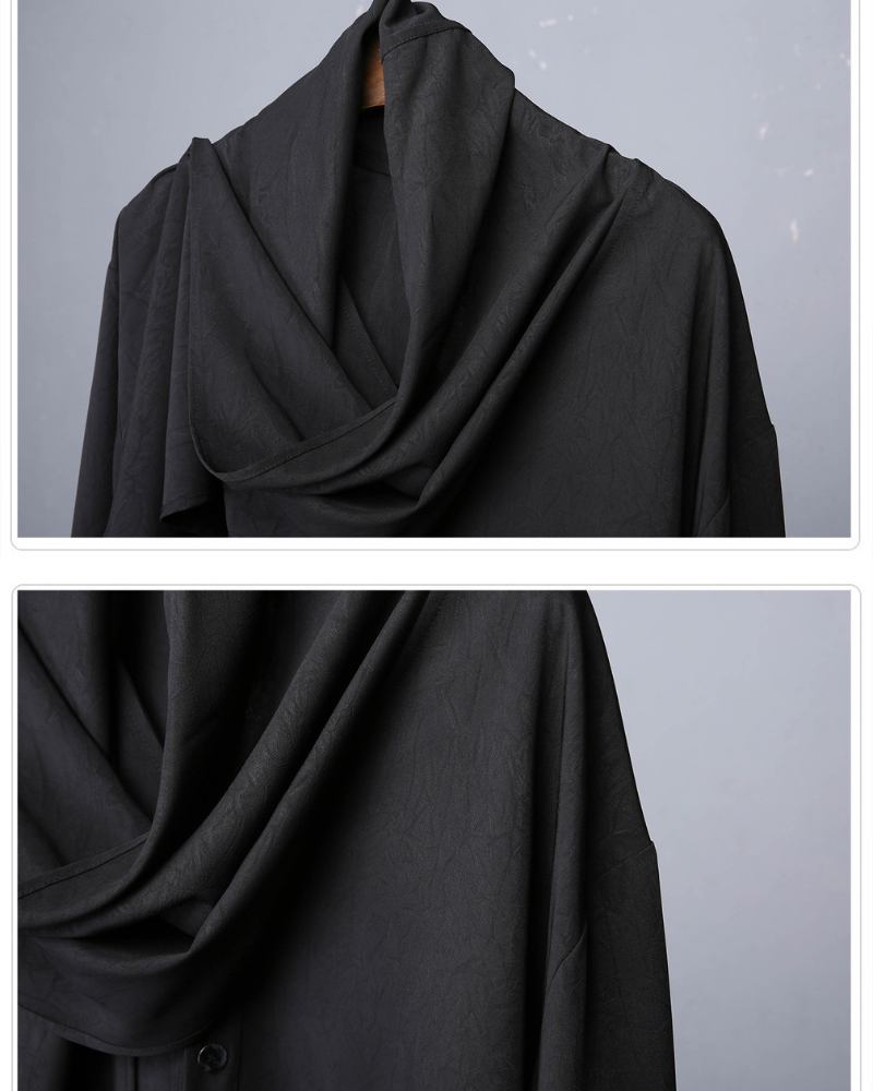 Darkwear Style Japanese Urban Scarf Collar Shirt