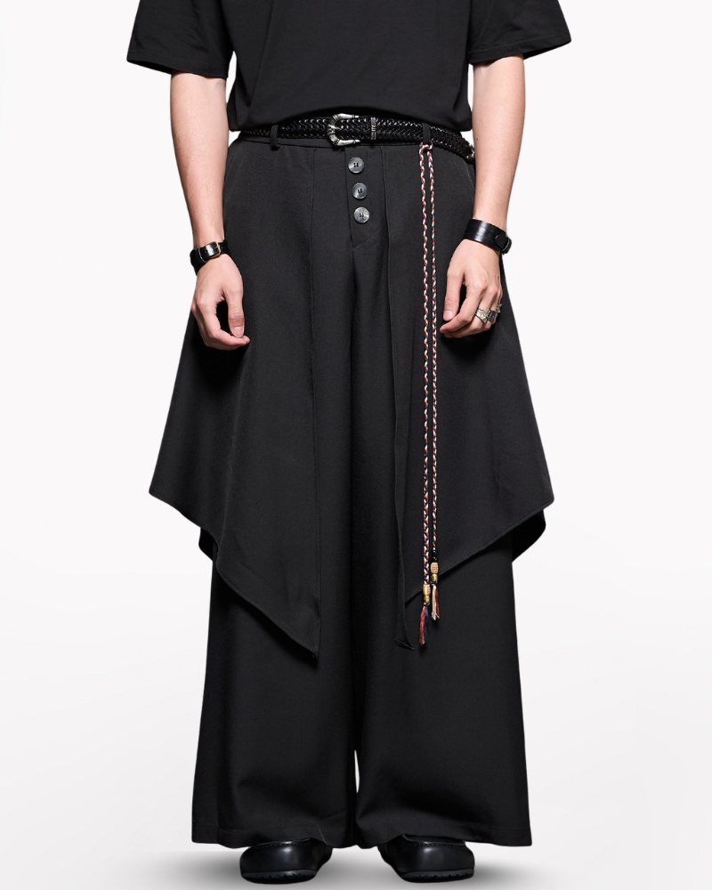 Darkwear Japanese-Style Fake Two-Piece Hakama Pants
