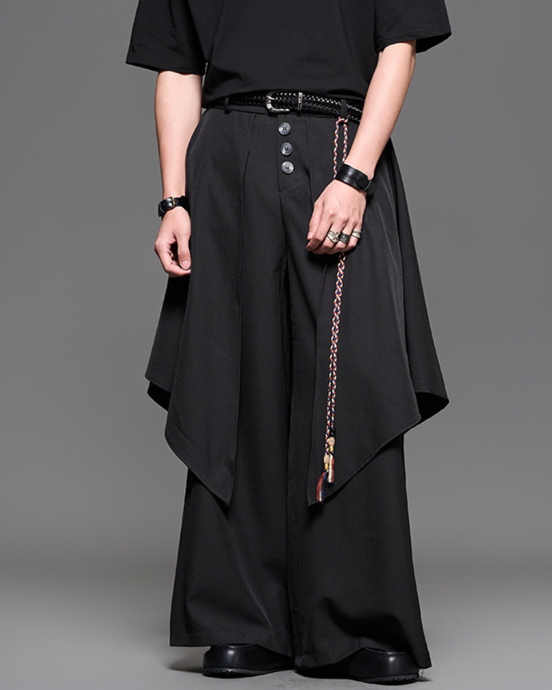 Darkwear Japanese-Style Fake Two-Piece Hakama Pants