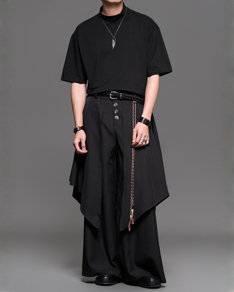 Darkwear Japanese-Style Fake Two-Piece Hakama Pants
