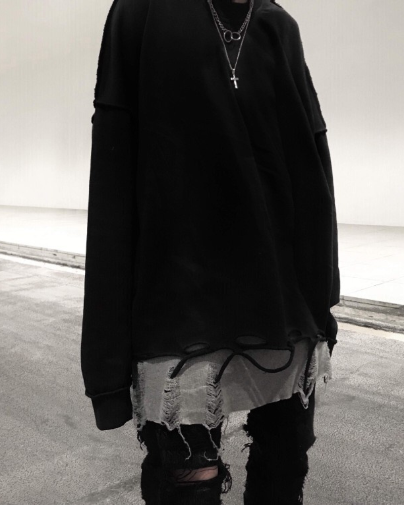 Darkwear Distressed Frayed Hem Base Layer Sleeveless T-Shirt