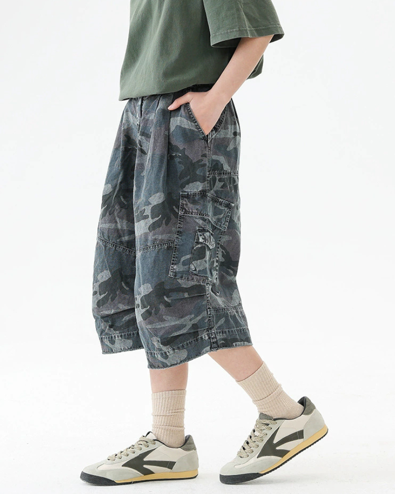 Denim Style Camo Cargo Shorts | Baggy Jorts