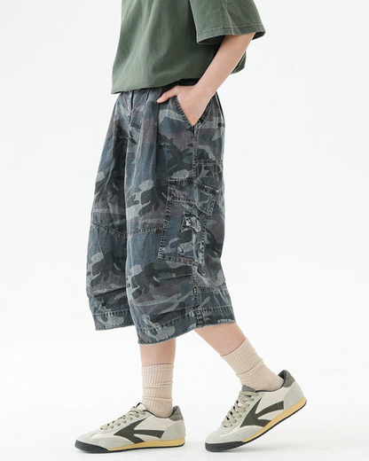 Denim Style Camo Cargo Shorts | Baggy Jorts