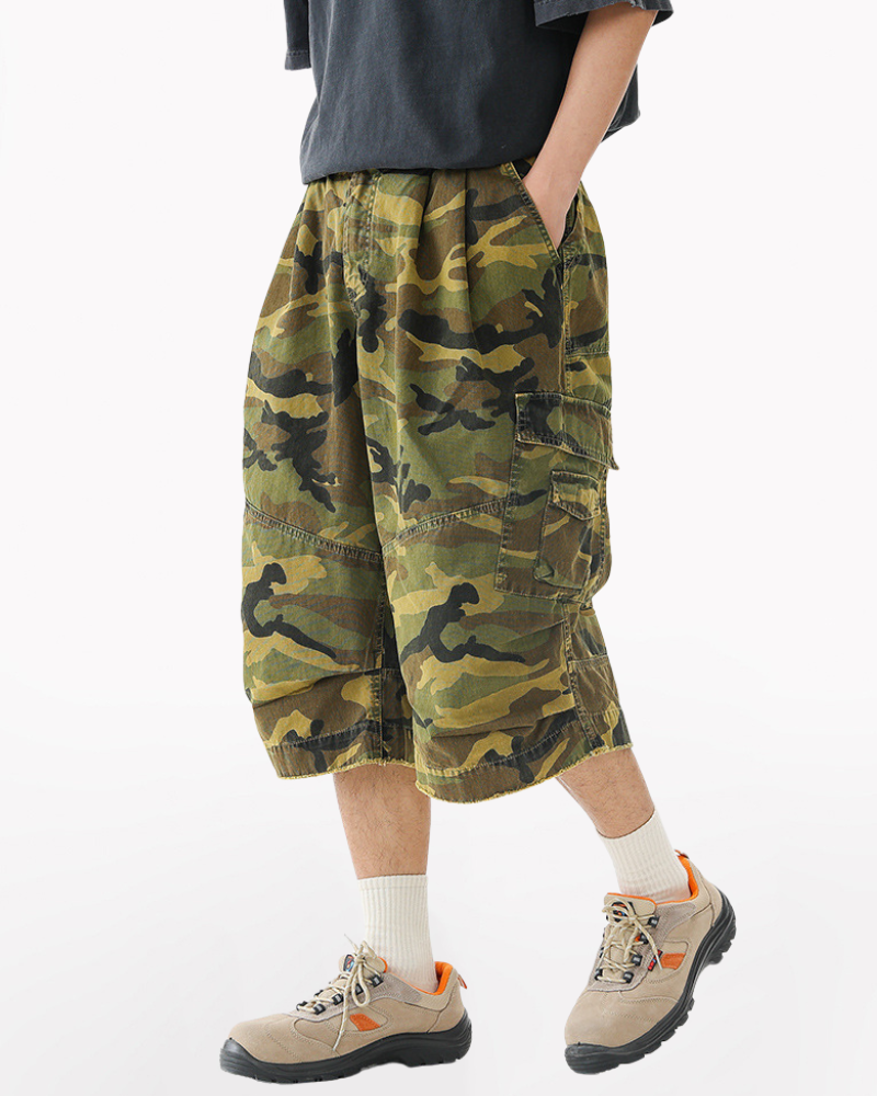 Denim Style Camo Cargo Shorts | Baggy Jorts
