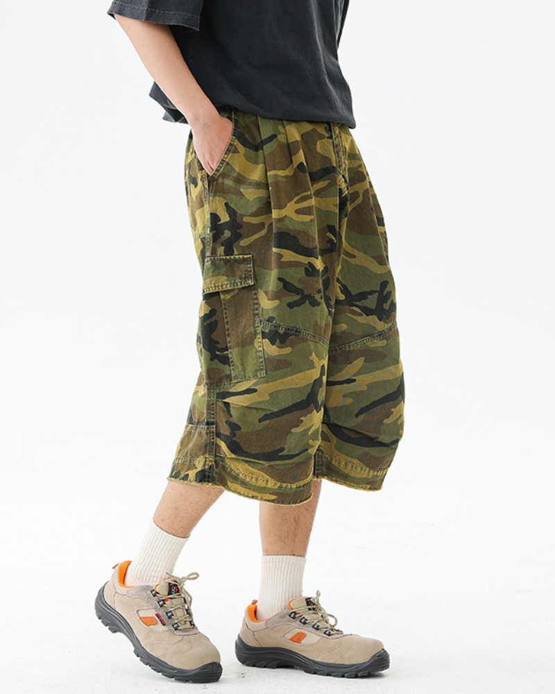 Denim Style Camo Cargo Shorts | Baggy Jorts