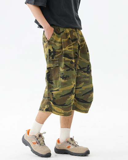 Denim Style Camo Cargo Shorts | Baggy Jorts
