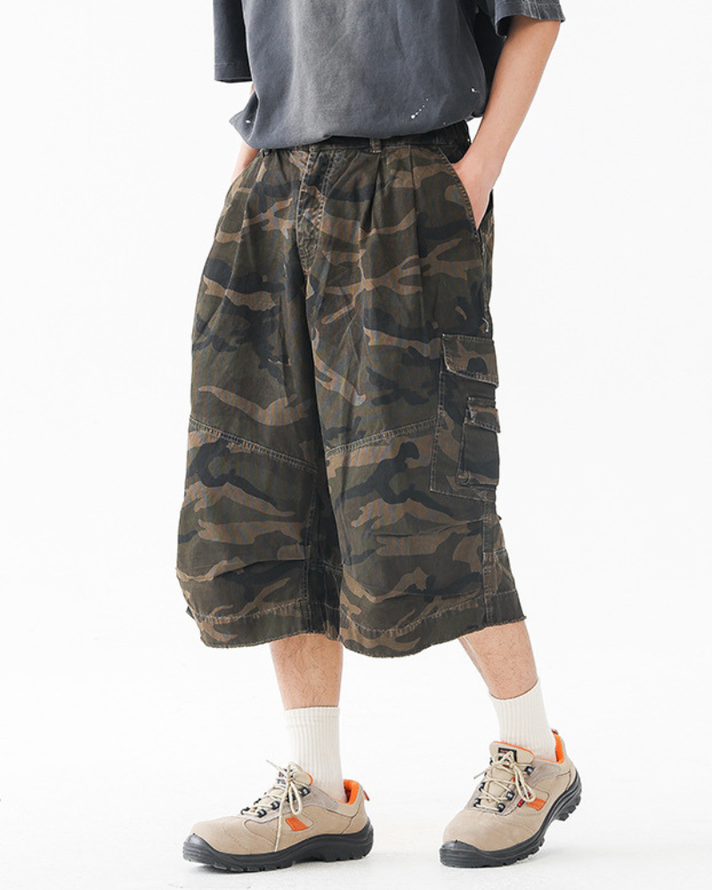Denim Style Camo Cargo Shorts | Baggy Jorts
