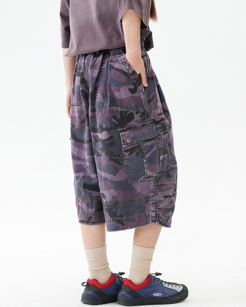 Denim Style Camo Cargo Shorts | Baggy Jorts