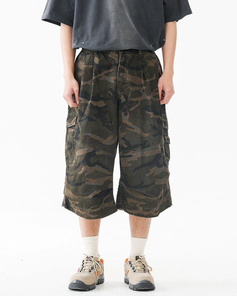 Denim Style Camo Cargo Shorts | Baggy Jorts