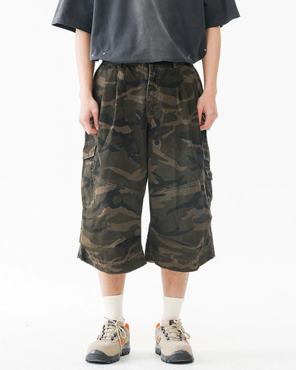 Denim Style Camo Cargo Shorts | Baggy Jorts