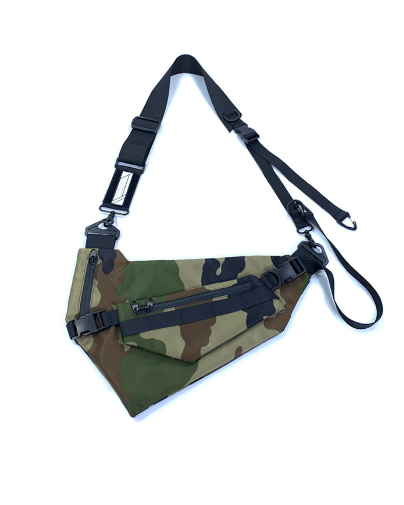 Functional Detachable Black Sling Chest Bag