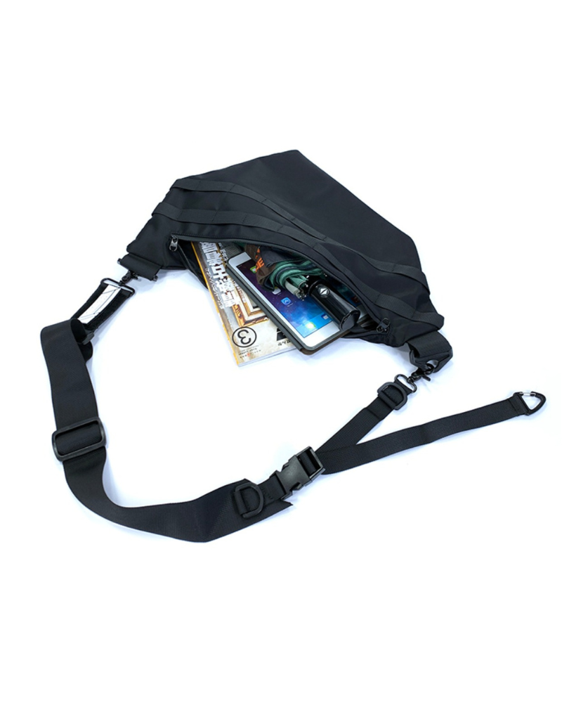 Functional Detachable Black Sling Chest Bag