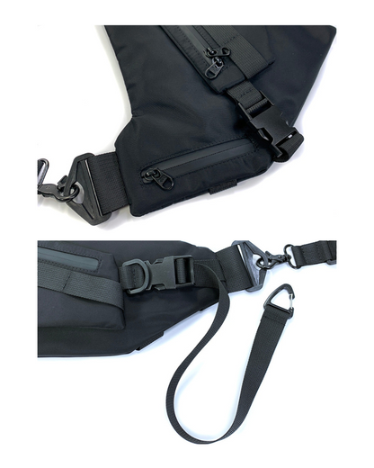 Functional Detachable Black Sling Chest Bag