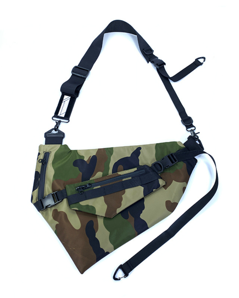 Functional Detachable Black Sling Chest Bag