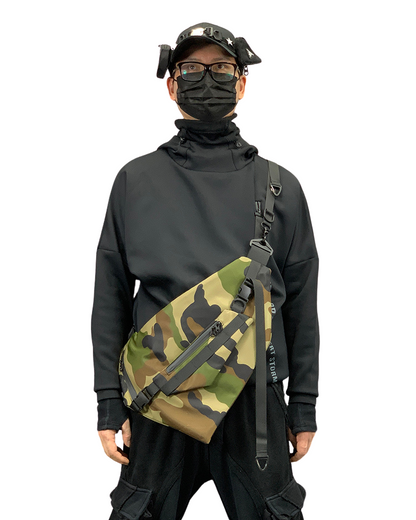 Functional Detachable Black Sling Chest Bag