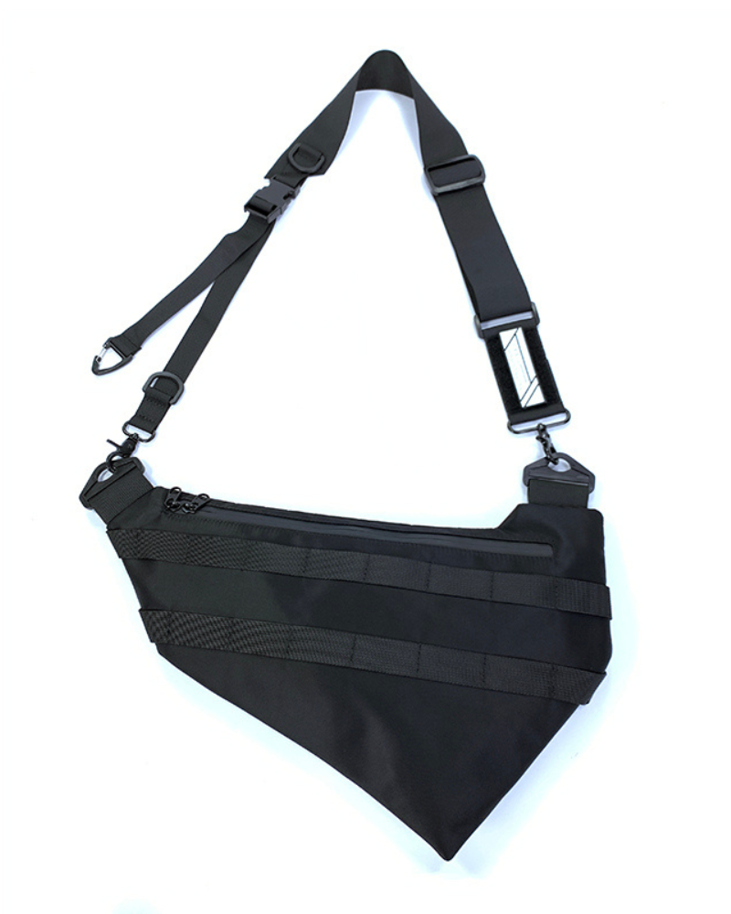 Functional Detachable Black Sling Chest Bag