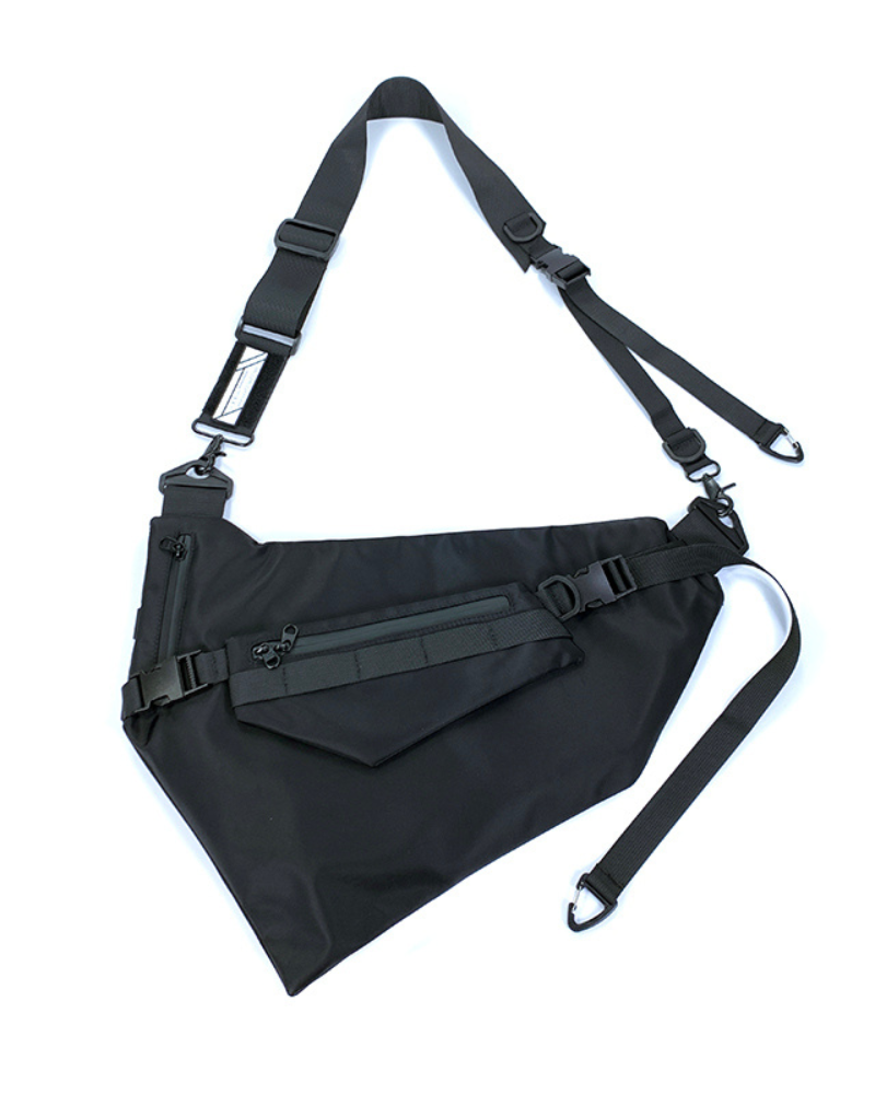 Functional Detachable Black Sling Chest Bag