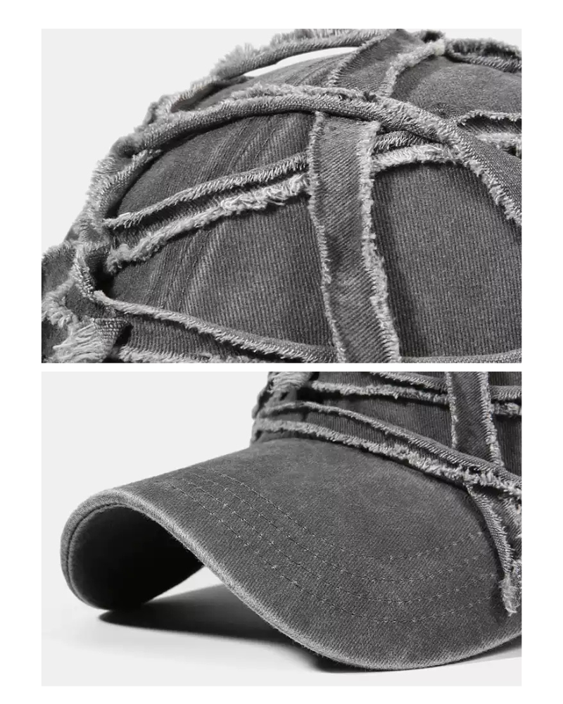Punk Distressed Crisscross Fringe Baseball Cap
