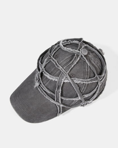 Punk Distressed Crisscross Fringe Baseball Cap