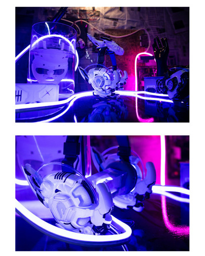 Fallen Angel Futuristic Cosplay Cyberpunk White Headband And Mask (Sold Separately)