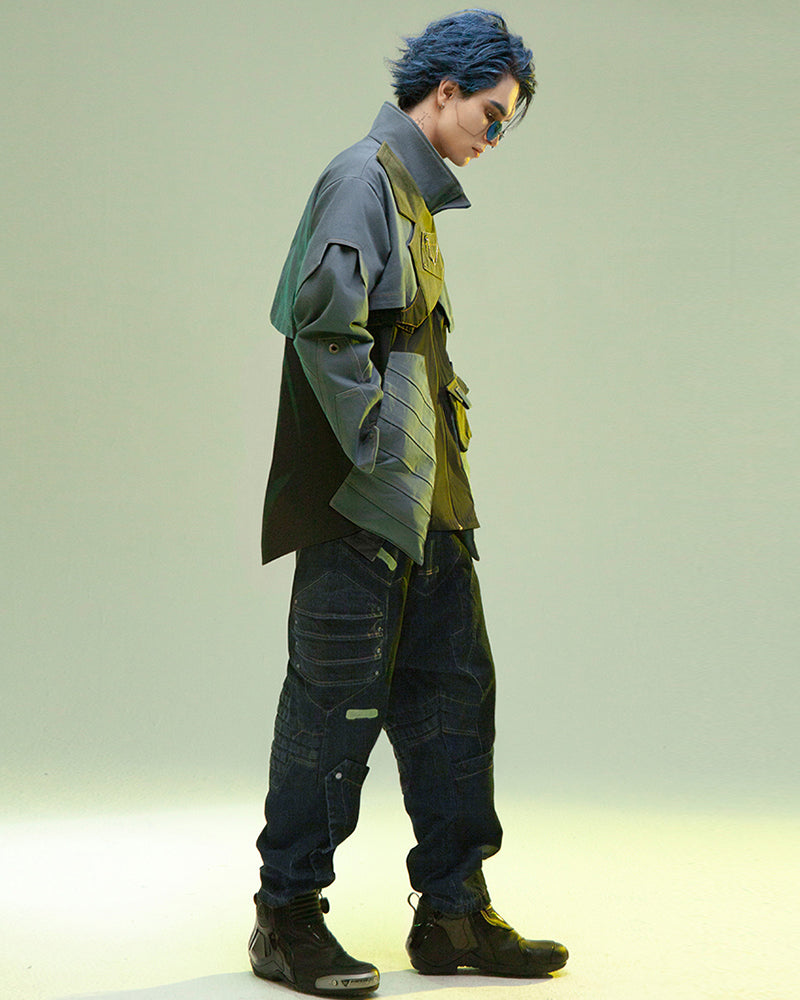 XIPHEVIL Cyberpunk Outfits Far-Off Vanguard Multi-Pocket Jacket