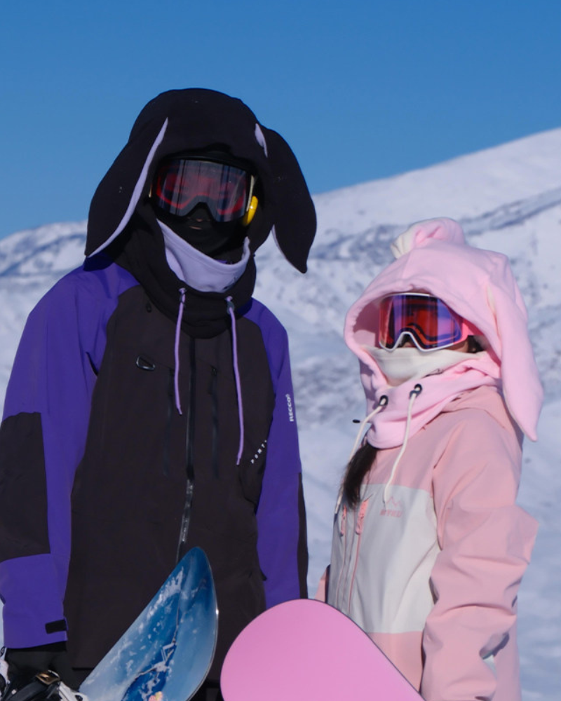 Ski Wear Fleece-Lined Bunny Ear Unisex Balaclava Hood