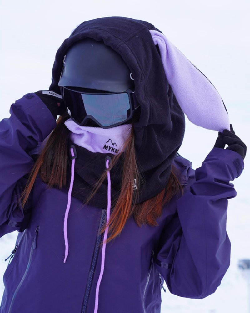 Ski Wear Fleece-Lined Bunny Ear Unisex Balaclava Hood