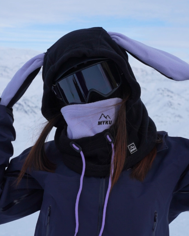 Ski Wear Fleece-Lined Bunny Ear Unisex Balaclava Hood