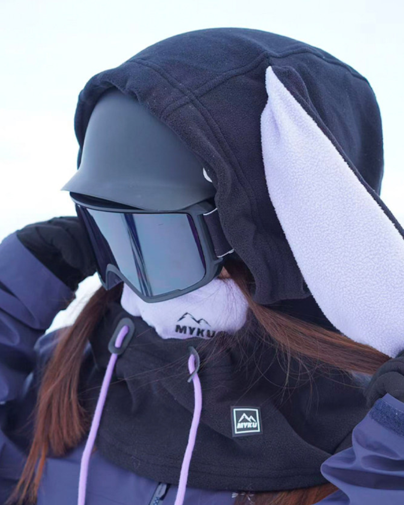 Ski Wear Fleece-Lined Bunny Ear Unisex Balaclava Hood