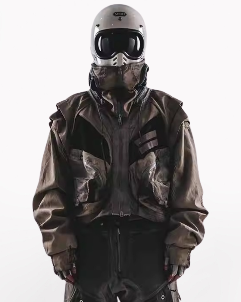 Functional Apocalyptic Wasteland Modular Detachable-Collar Jacket