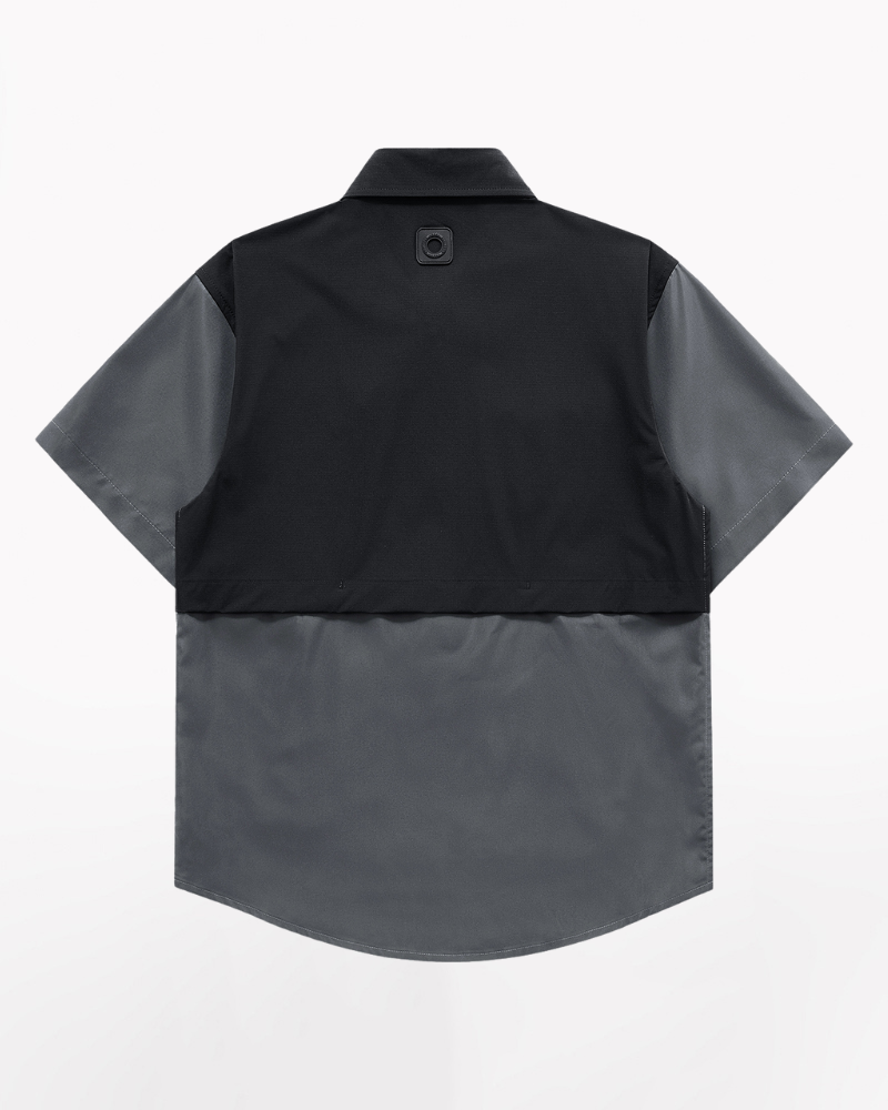 Faux Leather Colorblock Shirt