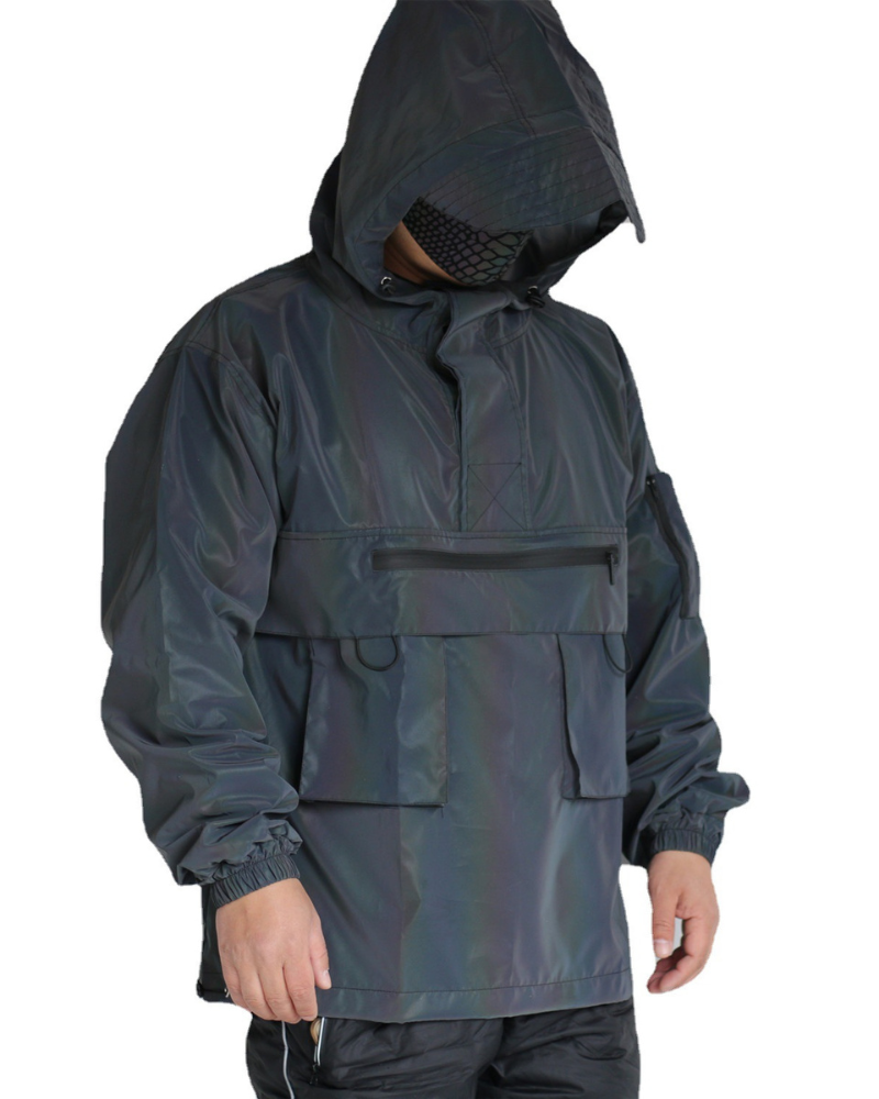 Functional Reflective Half-Zip Hooded Jacket