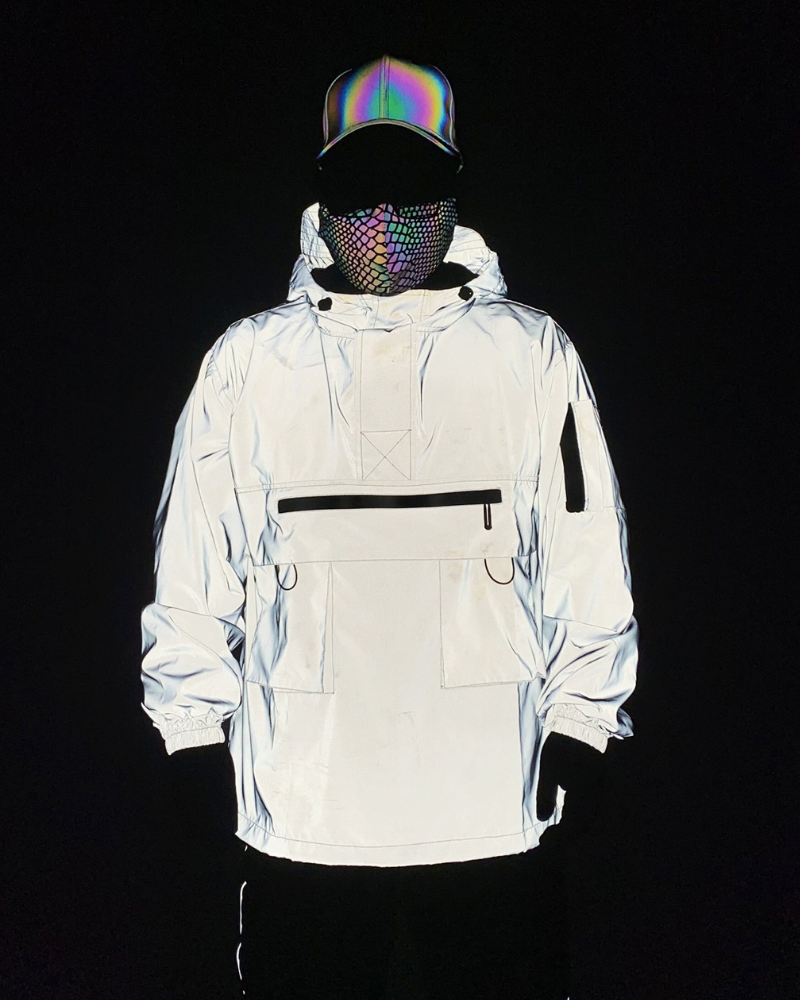 Functional Reflective Half-Zip Hooded Jacket