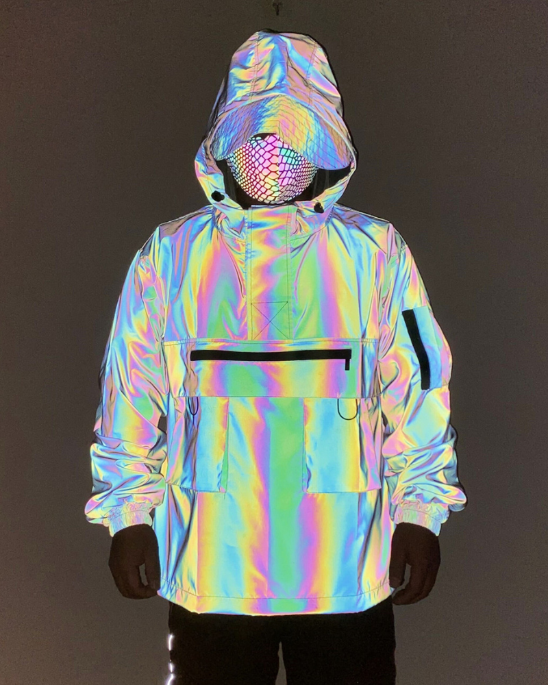 Functional Reflective Half-Zip Hooded Jacket