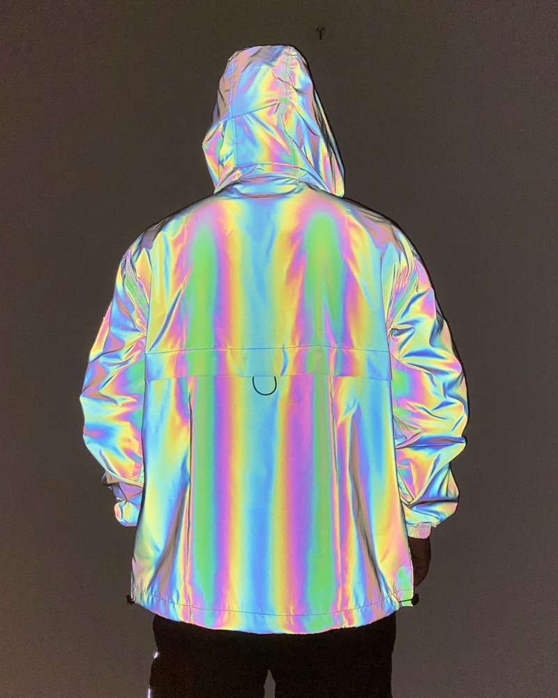 Functional Reflective Half-Zip Hooded Jacket