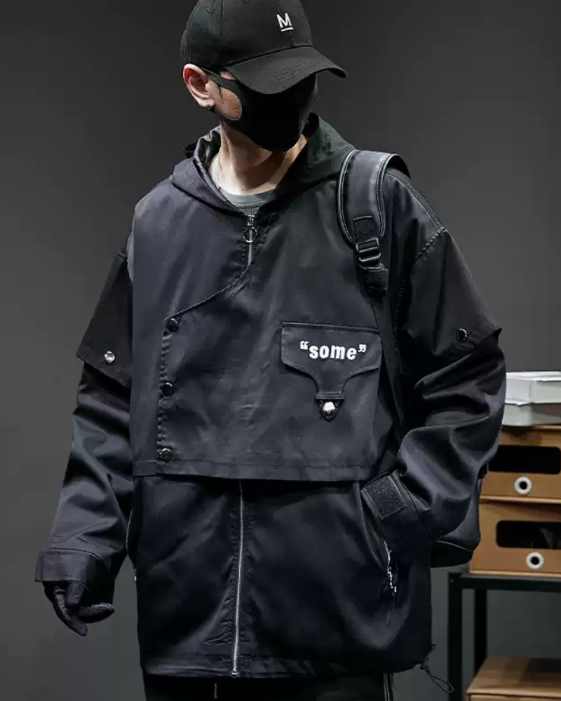 Functional Deconstructed Paneled Hooded Jacket