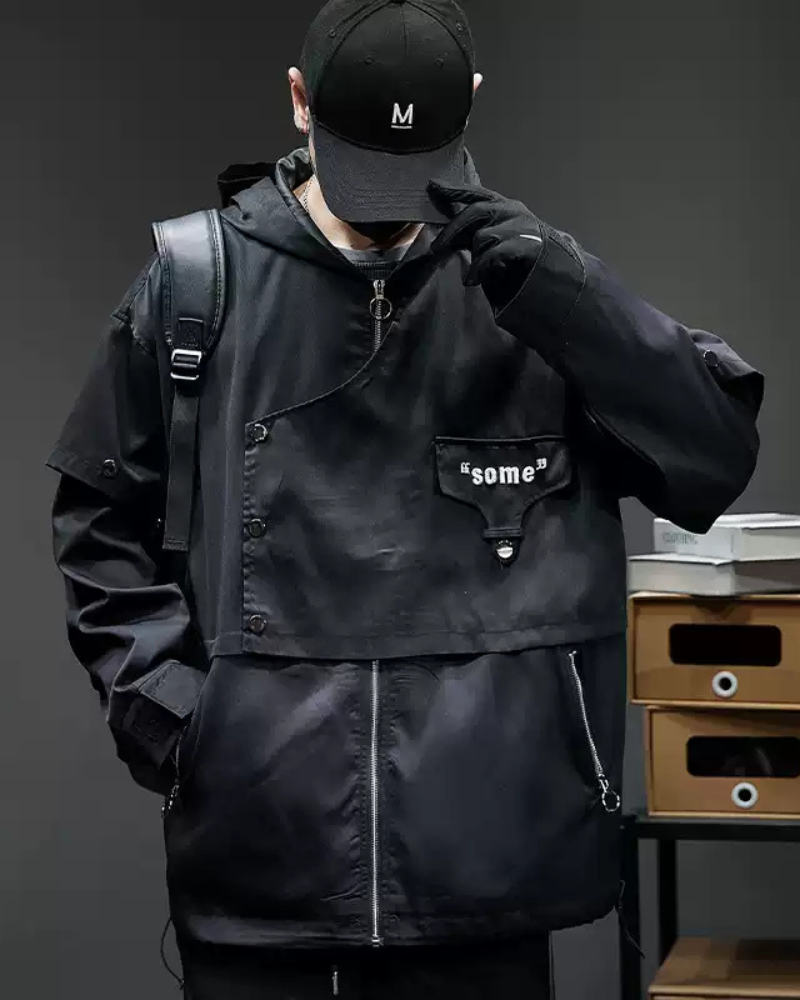 Functional Deconstructed Paneled Hooded Jacket