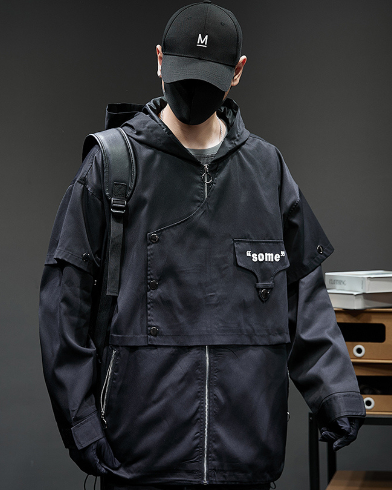Functional Deconstructed Paneled Hooded Jacket