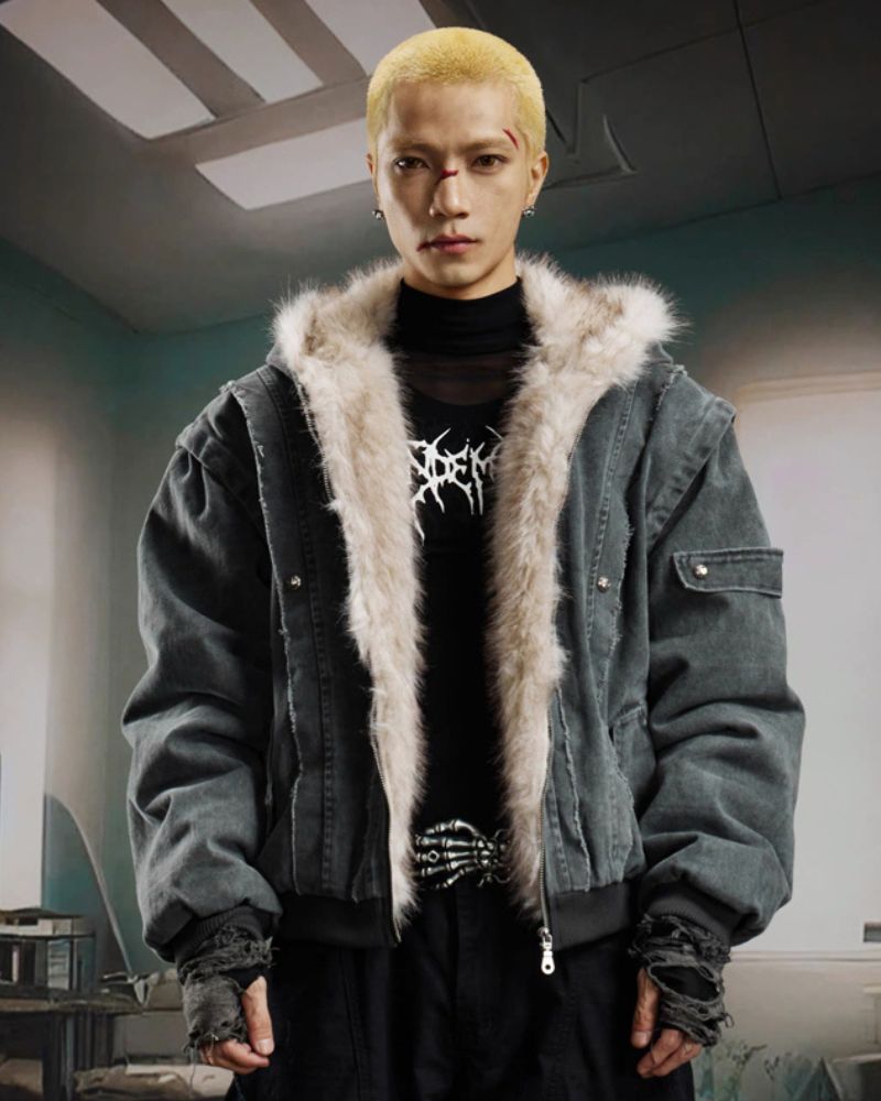 Functional Opium Style Deconstructed Patchwork Winter Jacket