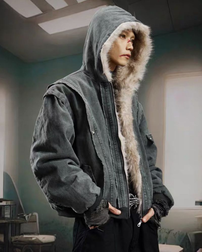 Functional Opium Style Deconstructed Patchwork Winter Jacket