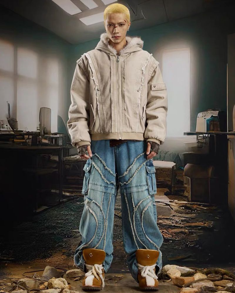 Functional Opium Style Deconstructed Patchwork Winter Jacket