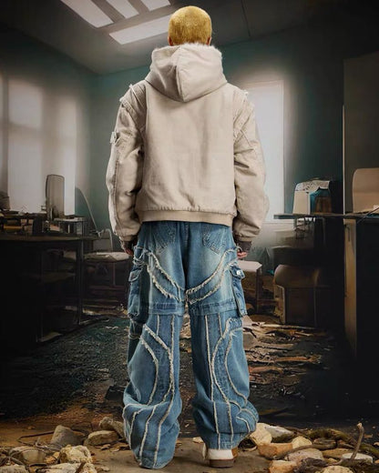 Functional Opium Style Deconstructed Patchwork Winter Jacket