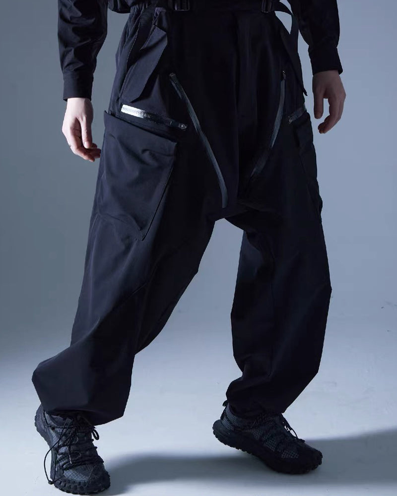 Functional Drop-Crotch Cargo Pants
